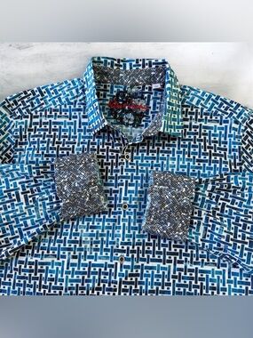 Robert Graham Weasill Geometric Mosaic Print Button Down Shirt 2XL Classic Fit